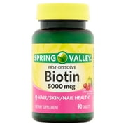 Spring Valley Biotin Fast Dissolve Tablets, 5000 Mcg, 90 Ct