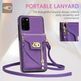 thumbnail image 5 of Phone Case for Samsung Galaxy S20 FE 5G 6.5 inch Wallet Cover with Card Holder Zipper Slot Crossbody Strap Lanyard Leather Stand Cell S 20 EF UW S20FE5G S20FE 20S S2O Fan Edition 4G G5 Women Purple, 5 of 7