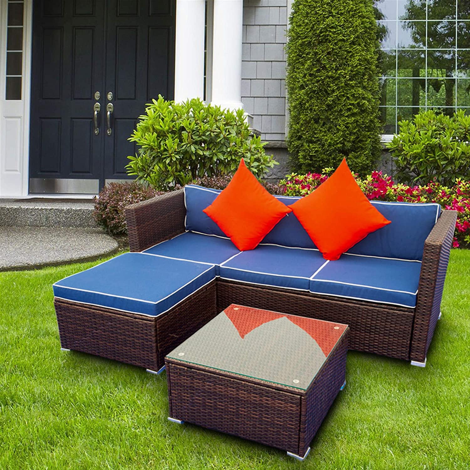 Sentern 3 Piece Patio Sectional Wicker Rattan Outdoor Furniture Sofa