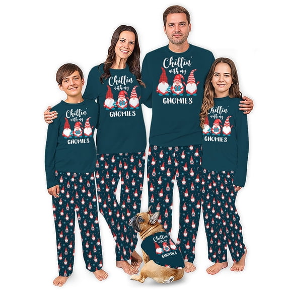 Chilling With My Gnomies Matching Christmas Pajamas With Dog, Two-Piece Pajamas With Plus Size, Size NB - Men 6XL