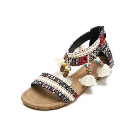 

LUXUR Women s Summer Zip Wedge Casual Anti Slip Holiday Open Toe Sandals