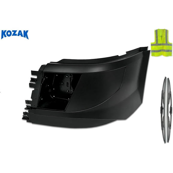 Compatible with Volvo VNL 2016-2017 Bumper Extension Corner with Fog Light Hole, Left Driver Side