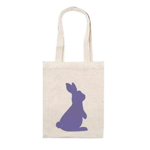 Xihbxyly Bolsa de Mano de Conejito de Pascua, Adorable Diseño Reutilizable, Material de Lona, Perfecta para Dulces y Huevos, Regalo Navideño, Fiesta de Pascua, Lavable y Creativa, Tamaño 23 X 17 Cm