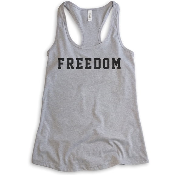 Freedom Tank Top, Ladies Racerback Tank Top, Patriotic Tank, Patriot Tank, Heather Gray, Medium