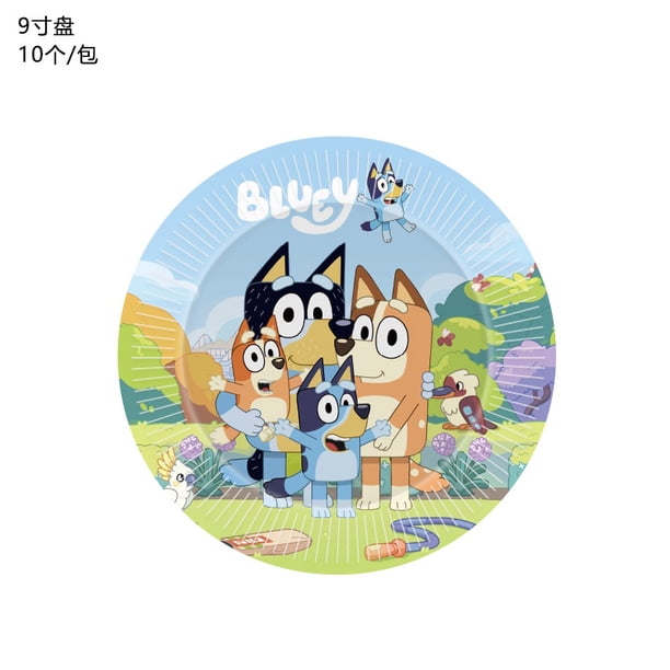 Suministros De Fiesta De Cumpleaños Temáticos De La Familia Bluey Bingo Vajilla Desechables Gao Jiahui unisex
