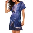 thumbnail image 2 of Sikiie Enchanted Forest Stag Gathering Print Women's Short-sleeved Nightdress, Round Neck Pullover Nightdress Pajamas Summer Home Wear, 2 of 6