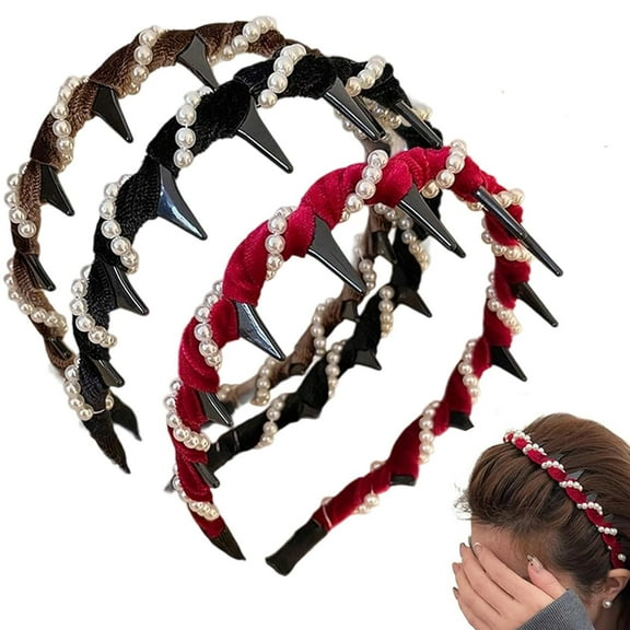 3-pack 2025 New Vintage High Cranium Pearl Headbands, Elegant Artificial Pearl Hairbands for Women, Non-Slip Wedding Party Hair Hoops, Girls Hair Accessories Gift Set