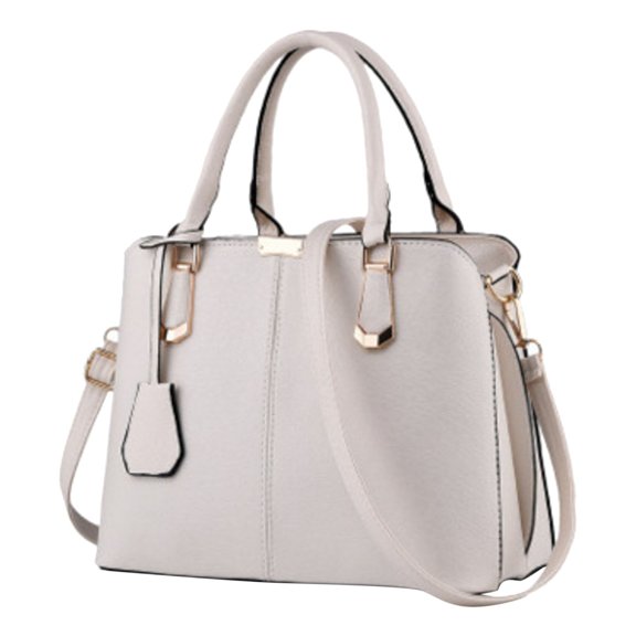Lusa Womens Fashion Purses and Handbags Pure Color Medium Capacity One Shoulder Tote Bags Durable & Stylish Handle Satchel for Ladies Work Commuting Use White One Size