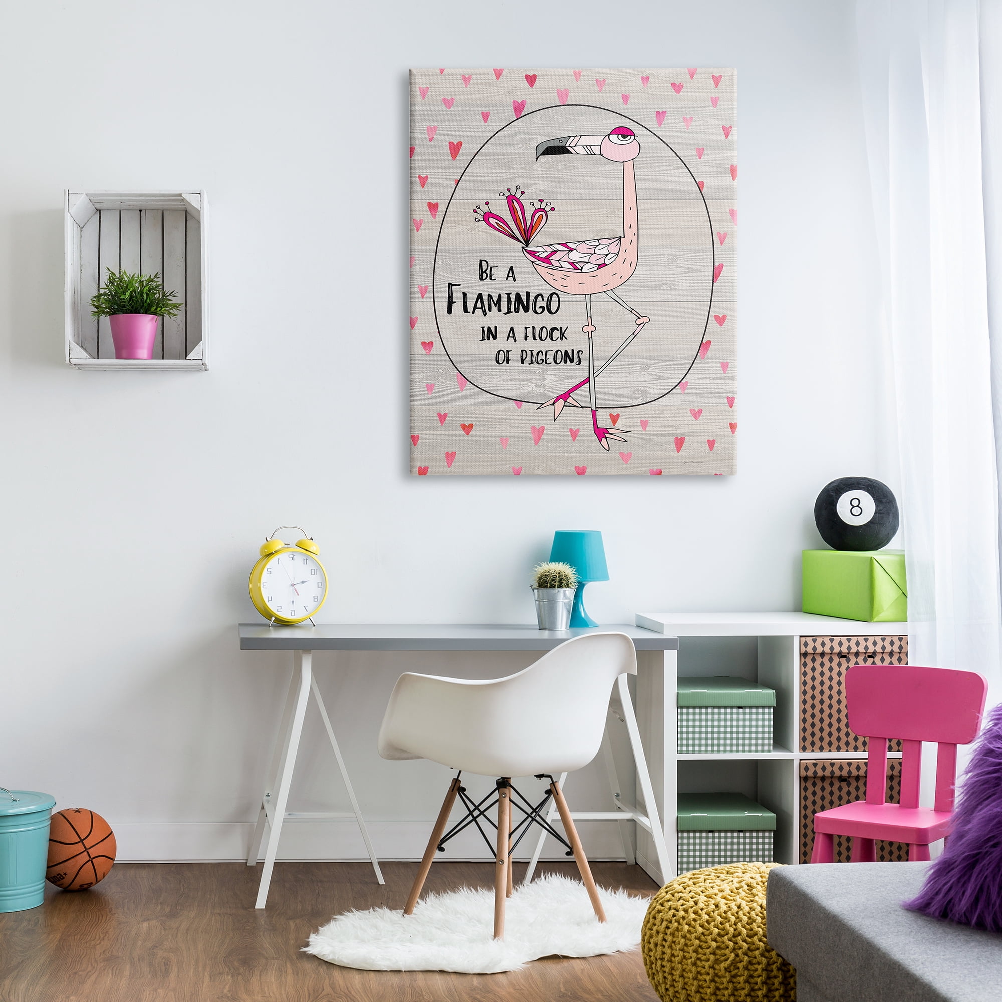 Stupell Industries Be A Flamingo Cartoon, 36 x 48,Design by Jo Moulton