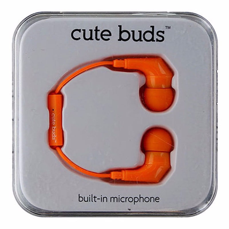 iHip cute buds Earphones with Pause and Play Microphone Orange