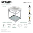 thumbnail image 6 of Kingston Brass VWP2522B2 Quadras 25" Ceramic Console Sink with Steel Base and Glass Shelf (1-Hole), White/Polished Brass, 6 of 7