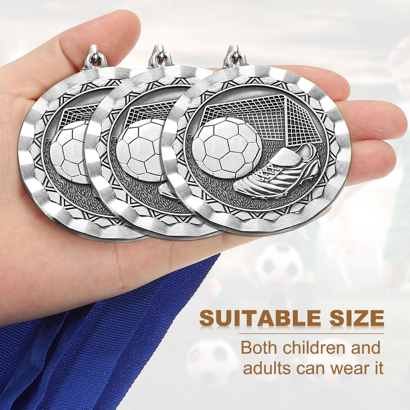 Uxcell Football Events Sneakers Embossing Award Medals with Ribbons, Winner Medals Prizes for Competitions Sports Party Silver