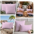 thumbnail image 4 of Pink Grid Outdoor Pillow Covers 18x18 Set of 2,Waterproof Patio Throw Pillowcase Protectors,Checkered Plaid Gingham Lattice Trellis Print Decorative Pillow Shams Cushion Covers for Seat Bed Couch, 4 of 8