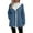 Blue, variant on Women's Long Sleeve Hooded Jacket, Mid-Length Fleece Lined Coat with Pockets, Solid Color Casual Outerwear for Women, Soft Plush Inner Lining Winter Jacket, Comfortable Warm Zip Up Hooded Coat White