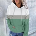 thumbnail image 2 of Jinhomg Fall Winter Casual Sweatshirts for Women 2025 Fashion Color Block Hoodies Casual Cozy Long Sleeve Kangaroo Pocket Sweatshirt with Drawstring Summer Saving Green XXL, 2 of 6