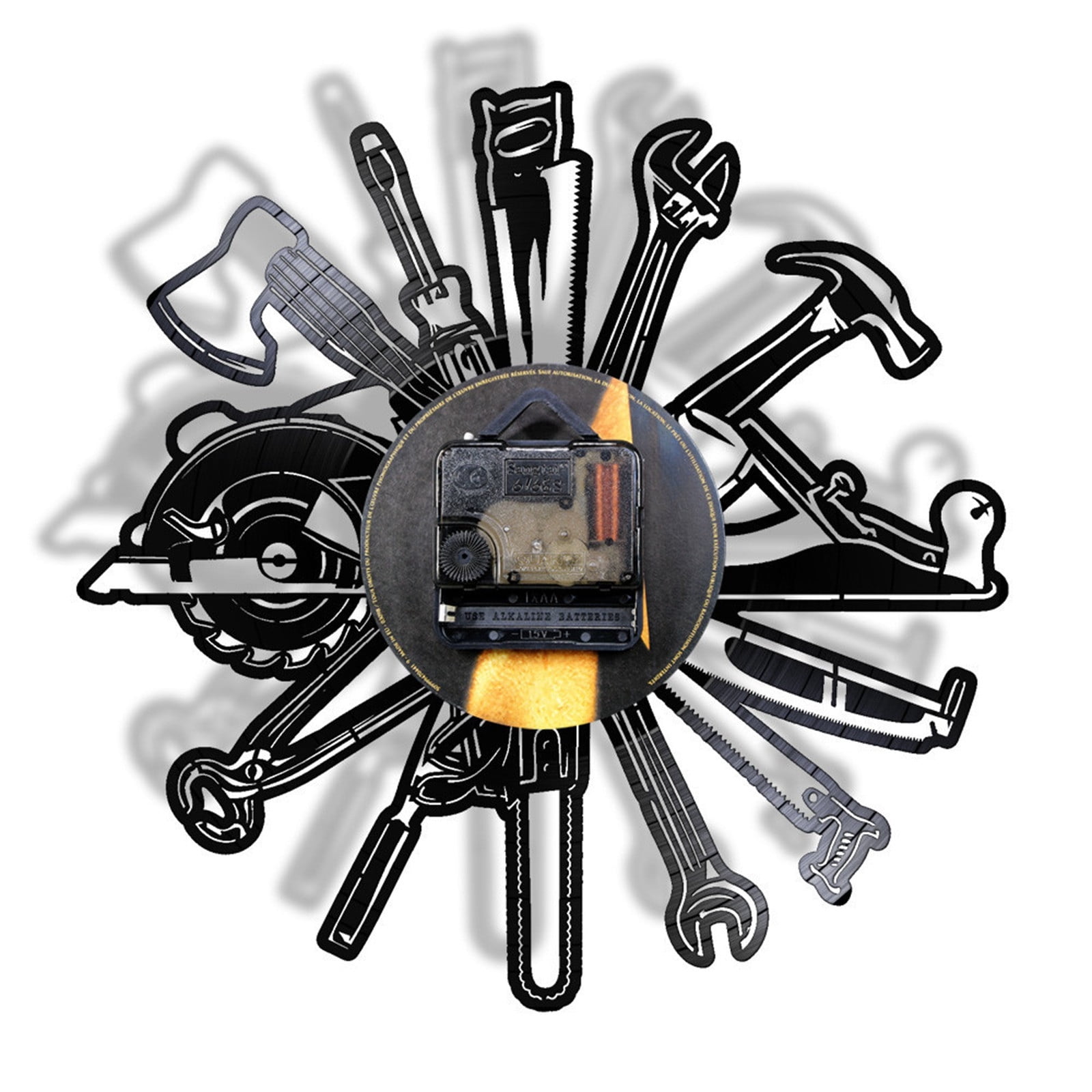 LLDYYDS Wall Clock Car Garage Tools Record Wall Clock Mechanic Service Car Wall Watch Repairing Tool Clock Repairman Gift Man Cave Room Decor