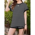 thumbnail image 4 of Weardear Maternity Outfits Set 2 Piece Matching Sets Waffle Knit Raglan Short Sleeve Tops and Shorts with Pockets Casual Pregnancy Loungewear, 4 of 6