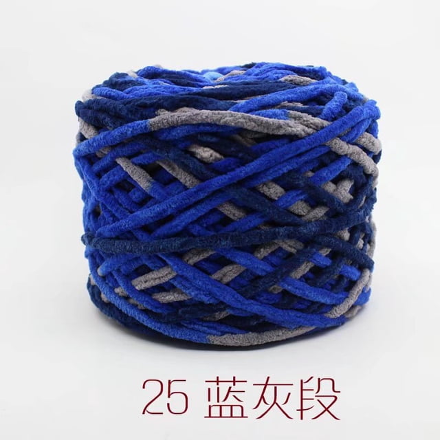 Nvzi Hilo de algodón para ganchillo, hilo fino para tejer a ganchillo, hilo de poliéster suave y duradero para tejer a mano y proyectos de manualidades, hilo, 2 rollos. Azul + Gris