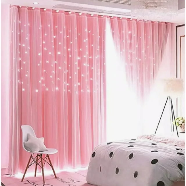 Cortina Blackout De 2 Panel Con Estrellas De 132x213cm
