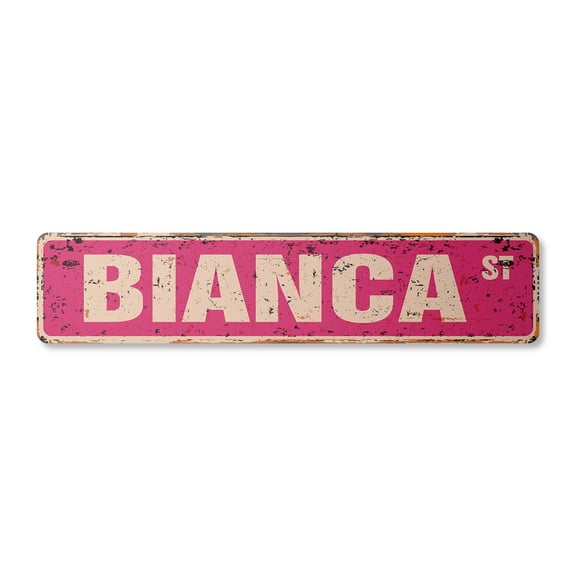 BIANCA Vintage Aluminum Street Sign Childrens Name Room Metal Sign rustic metal tin | Indoor/Outdoor |  24" Wide