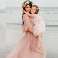 thumbnail image 4 of HWRETIE Ruffled Off-Shoulder Maternity Photo Dress - Women Pregnants Photography Props Short Sleeve Ruffles Solid Dress Midi Dress, 4 of 9