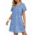 thumbnail image 3 of UVN Nightgown for Women Short Sleeve Sleepwear Nightshirt Casual Sleepshirts Loose Print Pajamas Night Dresses, 3 of 7