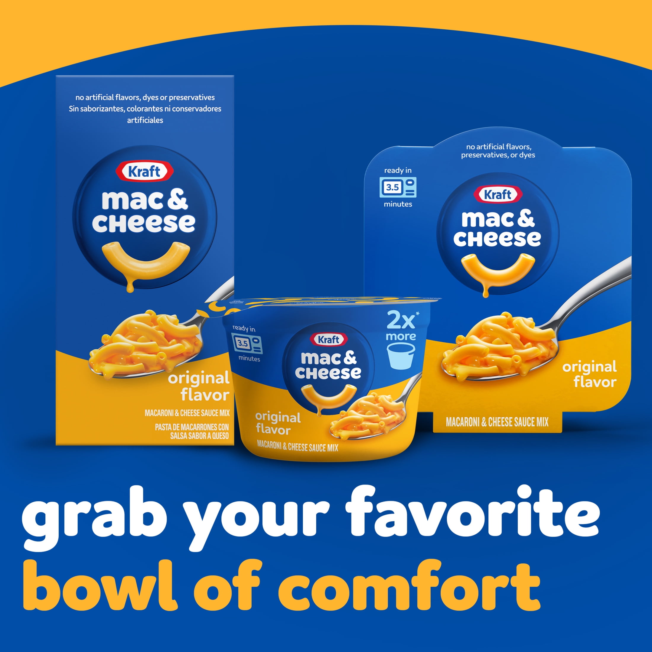 Kraft Mac and Cheese, 1 Big Cup, for Easy Dinner or Dinner Sides, Original Flavor, No Artificial Flavors, Preservatives or Dyes, 4.1 oz