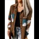 thumbnail image 3 of Camisa de Franela de para Mujer, Larga, Botones, Chaqueta Holgada con Bolsillos Caqui XL, 3 of 8