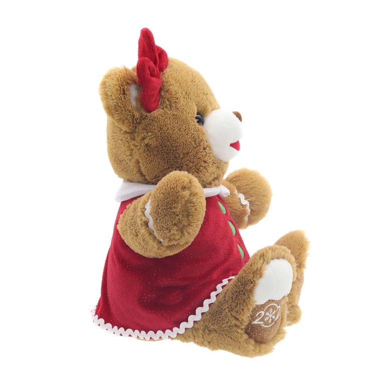 Gingerbread Girl 2025 Teddy Bear Christmas Plush, Brown, 15