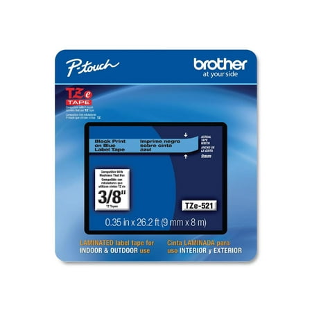 UPC: 0012502664895 | Brother P-Touch TZe Laminated Removable Label Tapes  0.35  x 26.2 Feet  Black on Blue