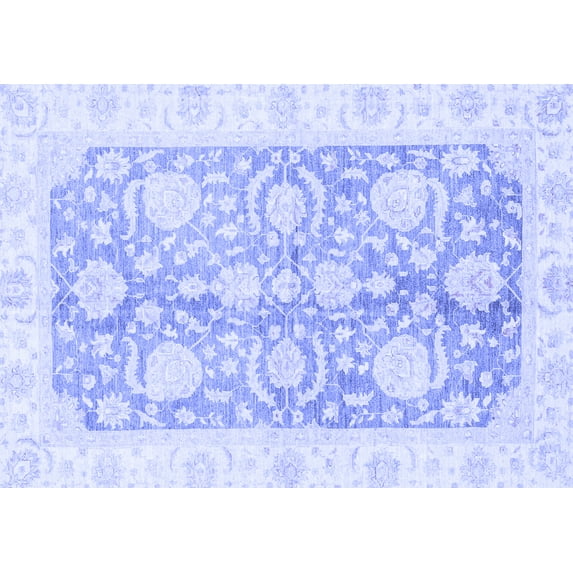 Ahgly Company Machine Washable Indoor Rectangle Oriental Blue Traditional Area Rugs, 4' x 6'