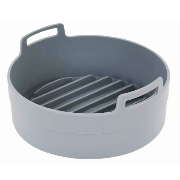 Premium Air Fryer Silicone Pot, Bowl, Basket | Food Safe Air Fryers Oven Accessories | Easy to Clean | Replacement of Parchment Liners | 6.3 inches in diameter, Gray