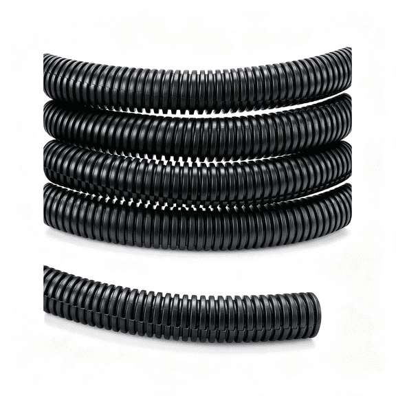 GJX Wire Loom 38 Inch 10Ft, Split Loom, Outdoor Cord Protector | Flexible Wire Conduit Automotive, Wire Protector Tubing, Black (10Ft 3/8 Wire Loom)