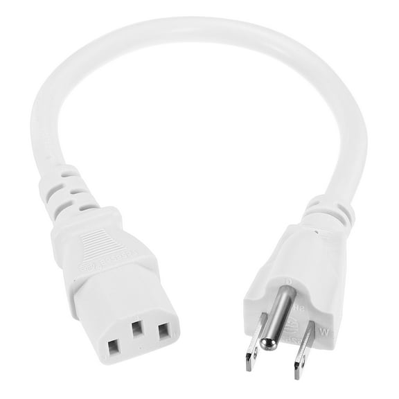 Uxcell 1ft 18 AWG White 18/3 Universal Power Cord C13 to NEMA 5-15P 10A 125V 3-Prong Extension Power Cord