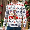 thumbnail image 2 of Chandail à Capuche Sans Capuche pour Hommes Hiver Chaud Col Rond Chandail Imprimé Flocon de Neige Père Noël Décontracté Confortable Doux, 2 of 4