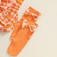 thumbnail image 3 of RUINIXCW Newborn Baby Girl Halloween Outfit Infant Girl Fall Winter Clothes Pumpkin Embroidery Long Sleeve Romper Ruffle Skirt Headband Stockings Set, 3 of 10