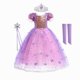 thumbnail image 1 of Vestido de Cosplay de princesa Rapunzel para niña, Vestido de fiesta de Halloween para niños, vestidos de cumpleaños y Navidad con corona, varita, guantes, conjunto de peluca Fivean unisex, 1 of 2