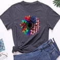 thumbnail image 6 of Joernso Women T-shirt Breathable O-neck Sunflower Printing Independence Day American Flag Female T-shirt for Dating Wear, 6 of 8