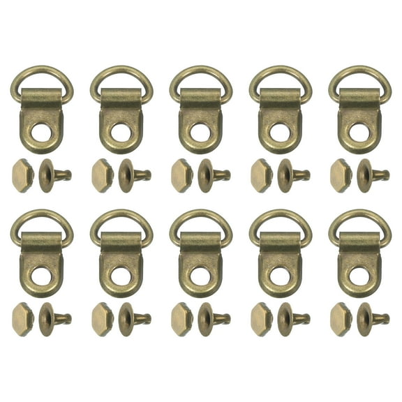 Uxcell 20 Set Shoelace Hook, Boot Lace Hooks D‑Ring Eyelet Buckles with Rivets, Boots Eyelet Repair Clips for Hiking Boots Shoe Leather Bag, 9x14mm Bronze