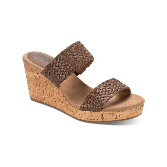 Style & Co. Womens Daliaa Faux Leather Woven Wedge Sandals
