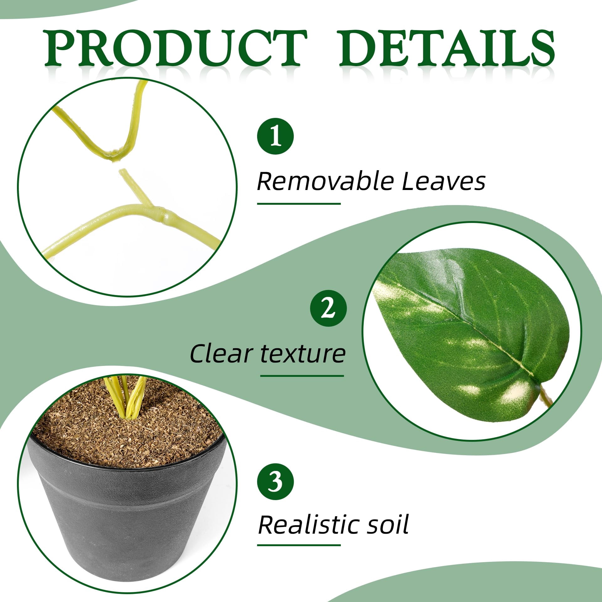 Fake Hanging Plants with Pots - Realistic Artificial Plant for Indoor Outdoor, 33In Silk Fake Potted Plants, 2PC Faux Ivy Vine for Shelf Tabletop Office Decor, Dark Green