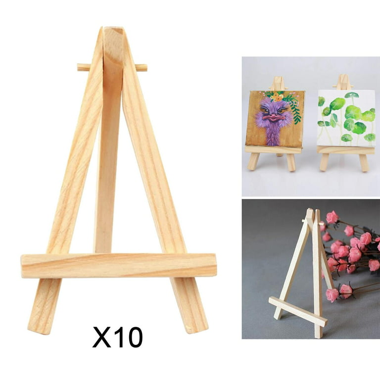 10Pack Small Tabletop Display Stand Easel - Wood Tripod, Kids