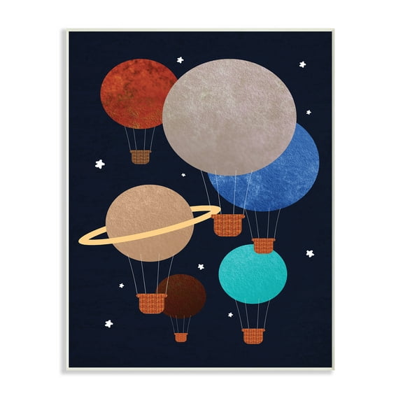 Stupell Hot Air Balloon Planets Wall Plaque Art 10 x 15