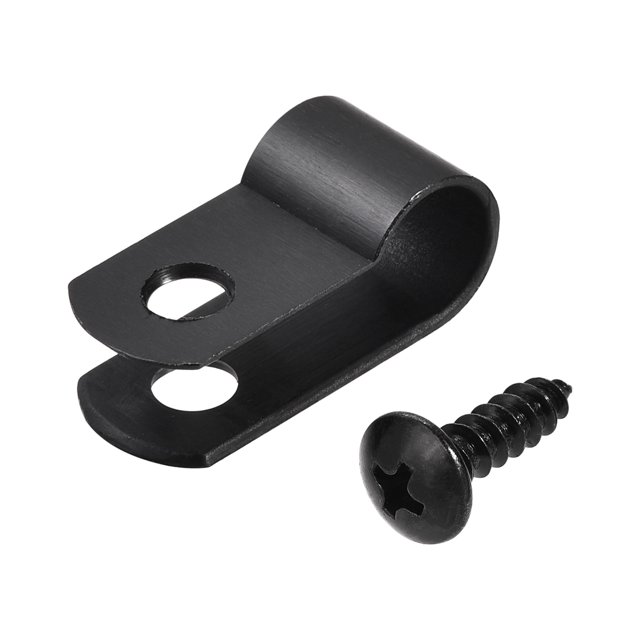 Unique Bargains 0.33' Nylon R Type Cable Clip Wire Clamp with Screws Black 50 Pcs