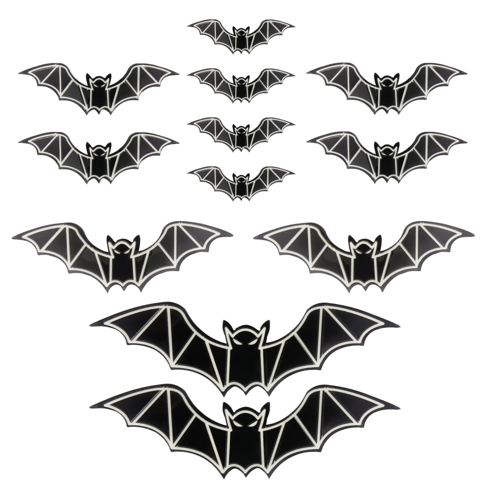 Halloween Bat Wall Decals Party Scary Spooky Black Decoration Stickers 12pc 