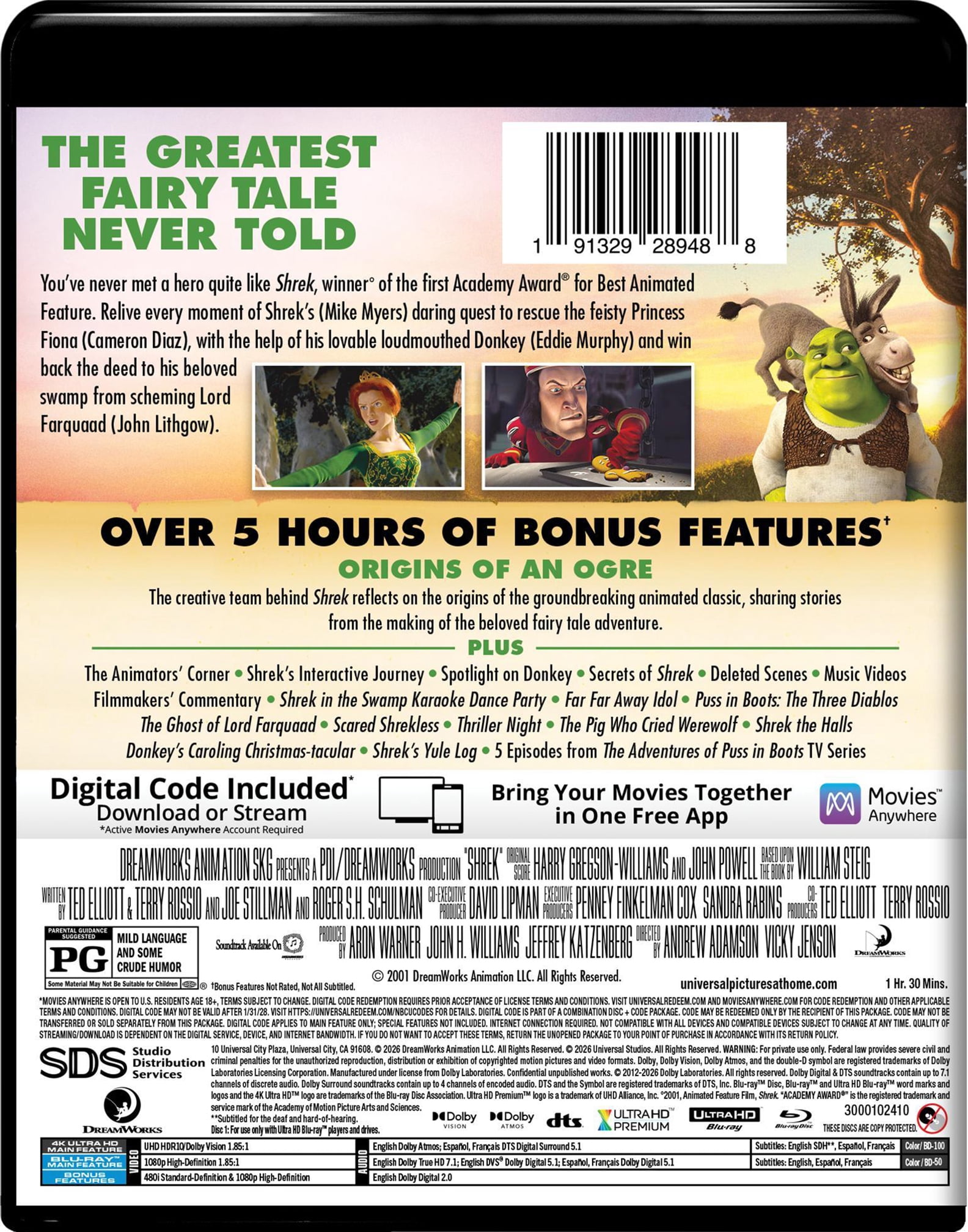 Shrek (25th Anniversary) (4K Ultra HD + Blu-ray + Digital Copy), Family, DreamWorks