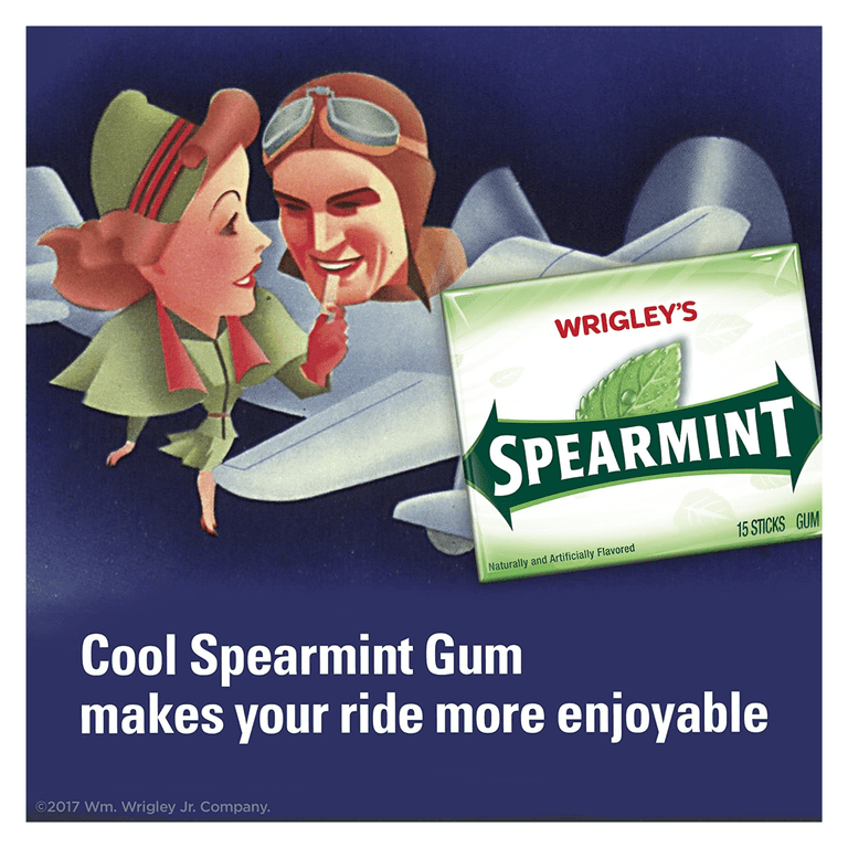 Wrigley Slim Pack Spearmint Chewing Gum 15Pcs Ea. Pack (20 Pack