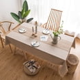 thumbnail image 3 of Rectangle Waterproof Tablecloth, 55x102" Embroidery Burlap Linen with Tassel, Stain and Water Resistant Table Cover for Kitchen Dining Room(Coffee Lines), 3 of 4