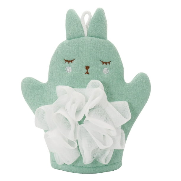 Fiudx Esponja de Baño 2 En 1, Exfoliante de Doble Cara y Suave Flor de Baño, Exfoliación Suave, Materiales Respetuosos con La Piel, Diseño con Cordón, Duradera y Fácil de Guardar, Tamaño 20 X 20 Cm