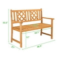 thumbnail image 3 of Wooden Outdoor Garden Bench for Patio, SUREGO 2-Seat Fir Wood Park Bench with Slatted Back, Natural Finish, Weather-Resistant, Brown, 3 of 7